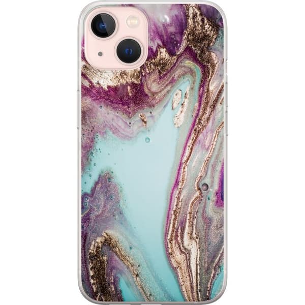 Apple iPhone 13 Läpinäkyvä kuori Lilaa marmori