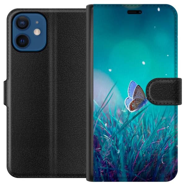 Apple iPhone 12  Tegnebogsetui Blå sommerfugl