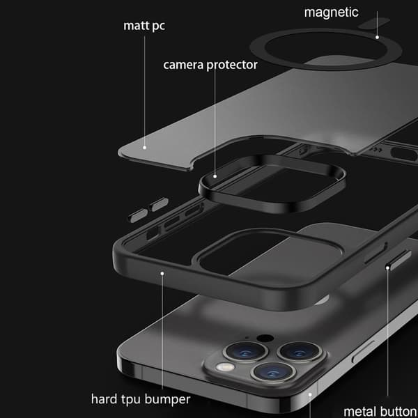 iPhone 15 PRO Cover Etui kompatibel MagSafe (Sort)