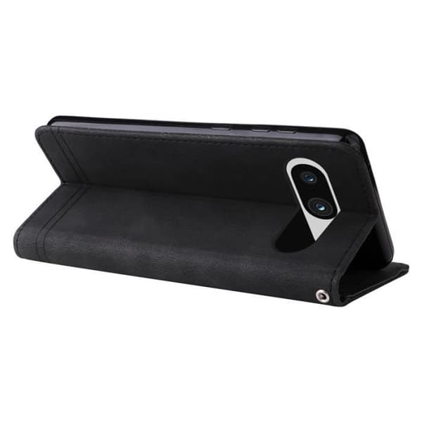 Skal för Google Pixel 8, premium skyddande plånboksfodral i läder med [kortplatser] [Magnetisk] (svart) SMF59