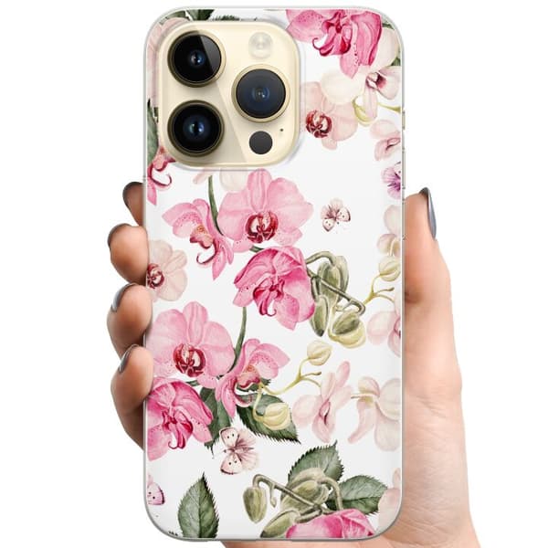 Apple iPhone 15 Pro TPU Mobildeksel Rosa blomster