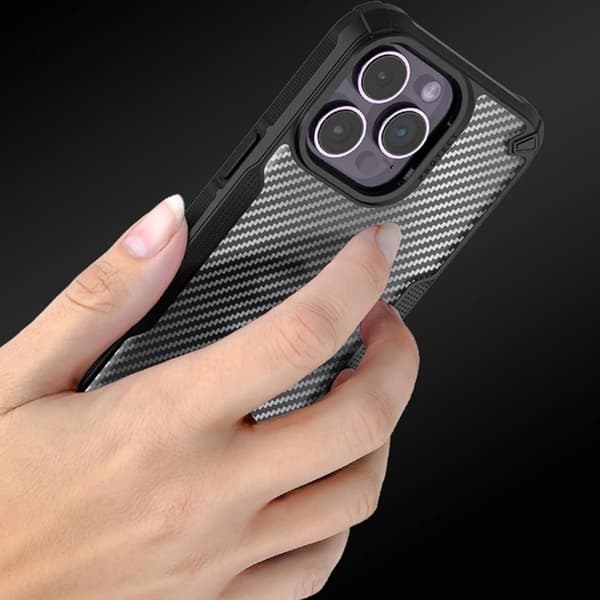 Støtsikkert deksel med transparent karbondesign Legend iPhone 15 Pro Max