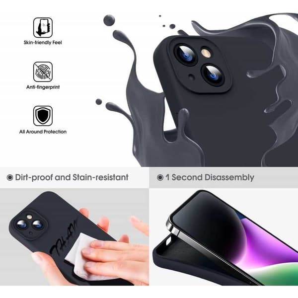 iPhone 13 Gummibelagd Mattsvart Skal Kameraskydd Liquid - Svart