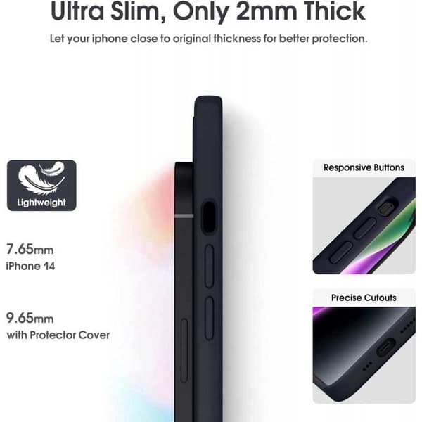 iPhone 13 Gummibelagd Mattsvart Skal Kameraskydd Liquid - Svart