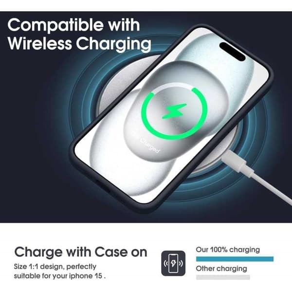iPhone 15 Gummibelagd Mattsvart Skal Kameraskydd Liquid - Svart