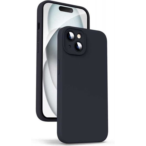 iPhone 15 Gummibelagd Mattsvart Skal Kameraskydd Liquid - Svart