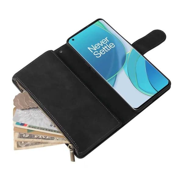 OnePlus 9 Multifunktionellt Plånboksfodral Zipper 8-Fack