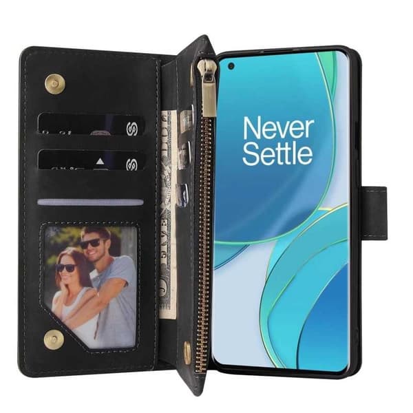 OnePlus 9 Multifunktionellt Plånboksfodral Zipper 8-Fack