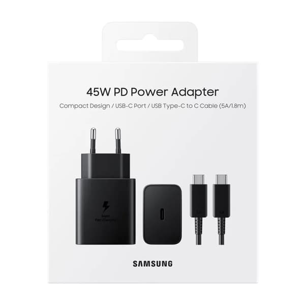 Samsung Snabbladdare GaN 45W med Laddkabel USB-C - Svart