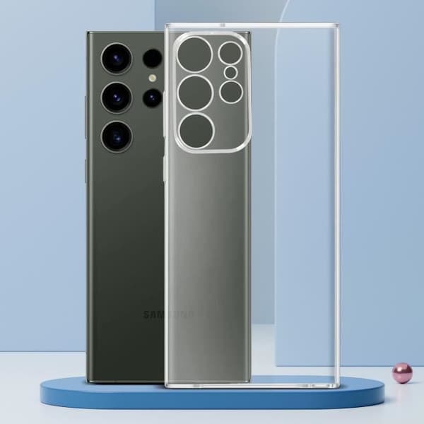 AVIZAR Skyddsfodral till Samsung Galaxy S23 Ultra - Genomskinlig silikon - Kameraskydd