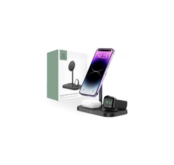 Tech-Protect trådløs lader QI15W A22 3in1 Magnetic MagSafe, svart