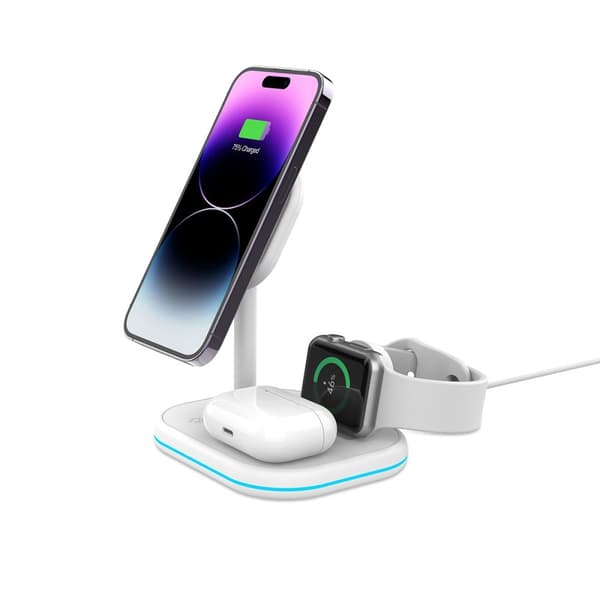 Tech-Protect 15W 3in1 Magnetisk MagSafe Laddare Vit