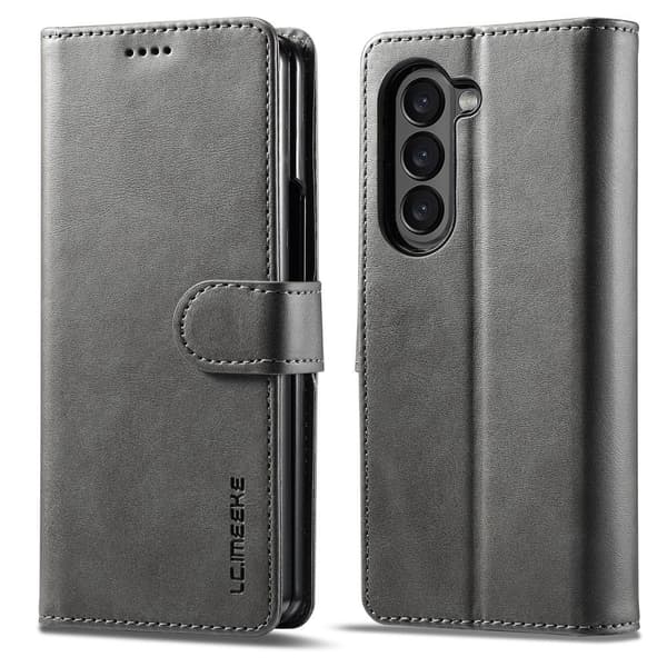 LC.IMEEKE Galaxy Z Fold 5 Fodral Läder Grå