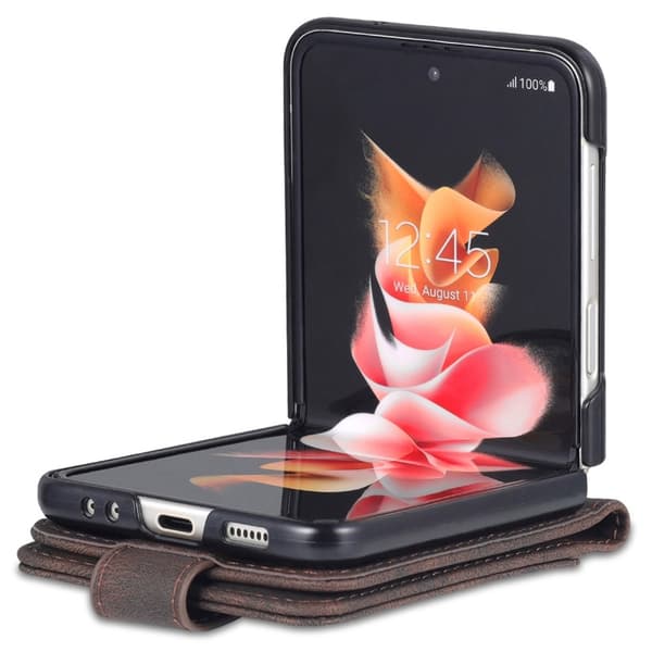 AZNS Galaxy Z Flip 5 Fodral PU-Läder Brun