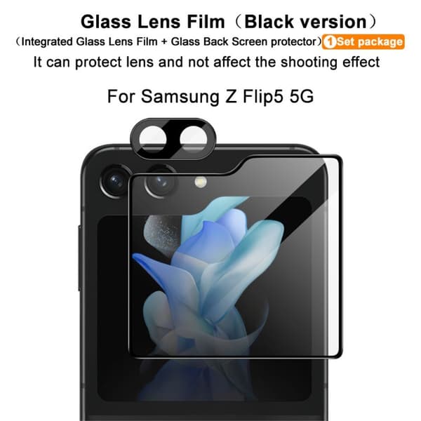 IMAK Galaxy Z Flip 5 Skärmskydd/Linsskydd Härdat Glas Svart