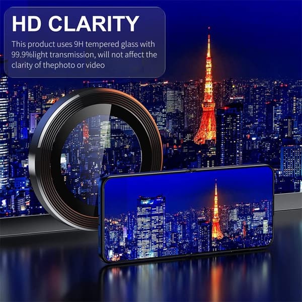 ENKAY Galaxy Z Flip 5 Linsskydd Aluminium Härdat Glas Blå