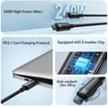 Miniatyrbild 5 av 6: Baseus 1m 240W USB-C - USB-C Kabel Tungsten Gold Series Svart