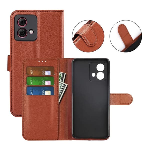 Motorola Moto G84 5G Plånboksfodral med Stativ - Brun