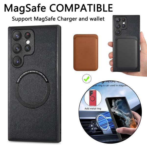 Magnetisk telefonetui i imiteret læder til Samsung Samsung Galaxy S22 Ultra