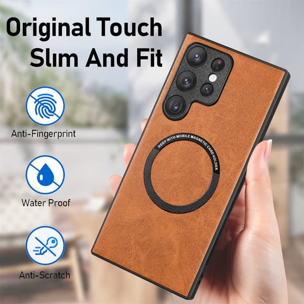 Magnetisk telefonveske i imitert skinn til Samsung Samsung Galaxy S22 Ultra