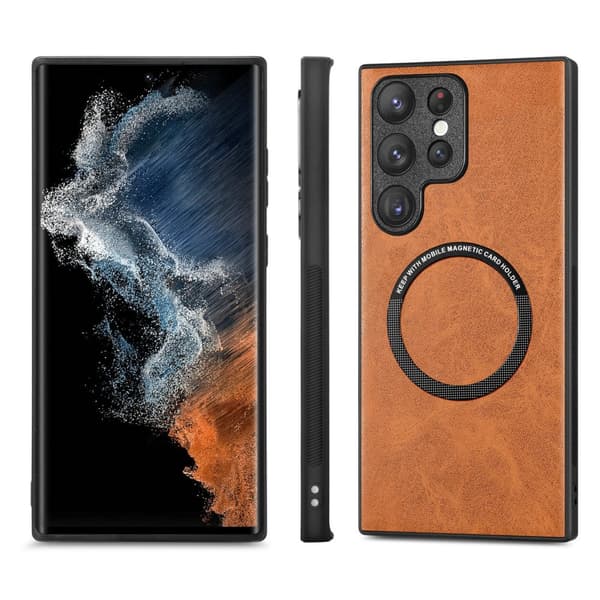 Magnetisk telefonveske i imitert skinn til Samsung Samsung Galaxy S22 Ultra