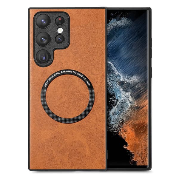 Magnetisk telefonveske i imitert skinn til Samsung Samsung Galaxy S22 Ultra