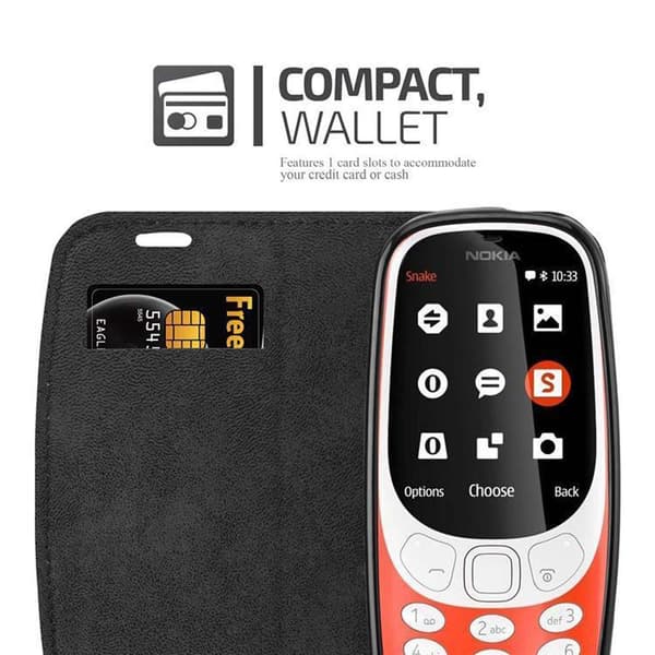 Lommebokdeksel til Nokia 3310 2G Deksel med magnetisk lukking, stativfunksjon og kortlomme