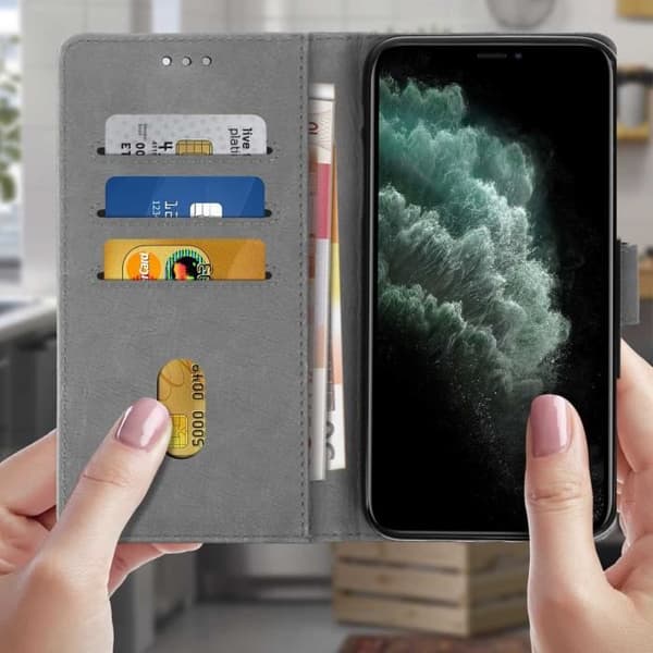 Ärende - AVIZAR - iPhone 11 Pro Max - Hel skyddsväska - Kortfack - Stödfunktion Grå