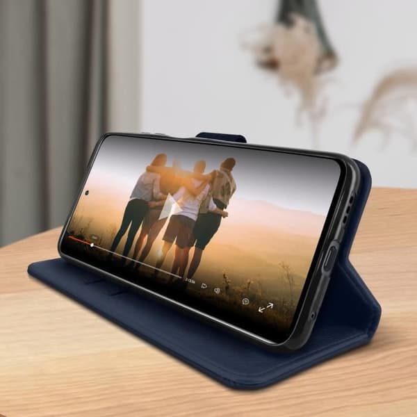 Etui - Xiaomi - Redmi Note 10 Pro - Skydd - Kortfack - Videostöd - Blå