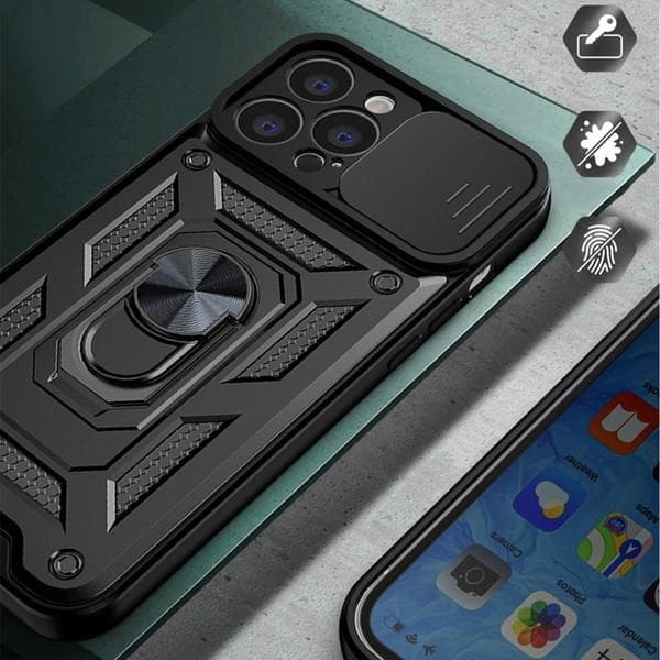 Hybrid Armor Pansarskal med Ställ & Kameraskydd iPhone 14 Pro Max - Svart
