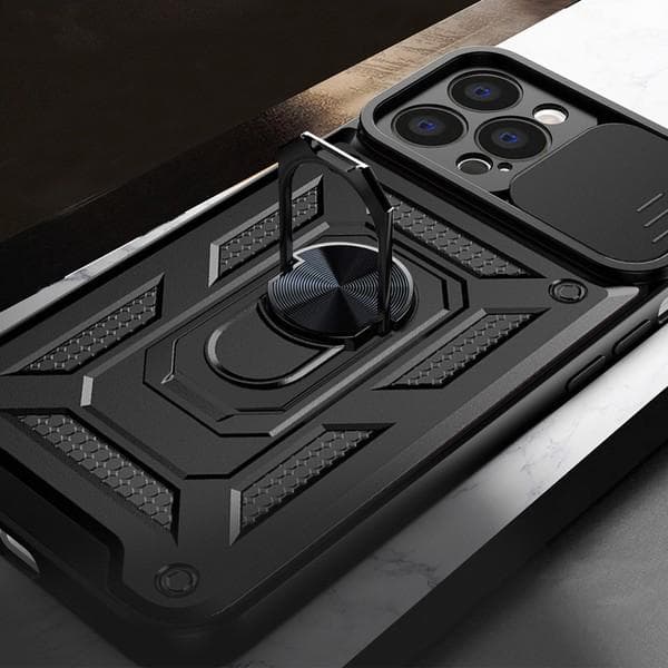 Hybrid Armor Pansarskal med Ställ & Kameraskydd iPhone 14 Pro Max - Svart