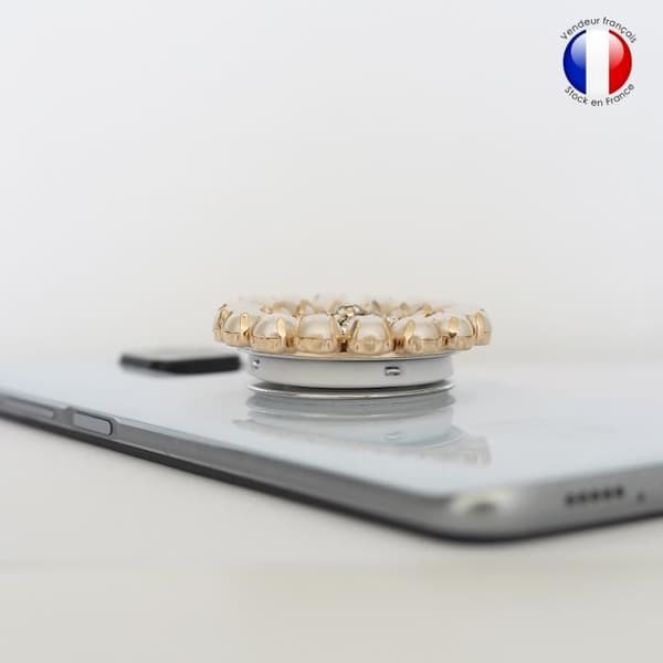 Vikbar mobiltelefonhållare för Huawei nova 7i Super Diamond Design, Universal Phone Grip - Pearl