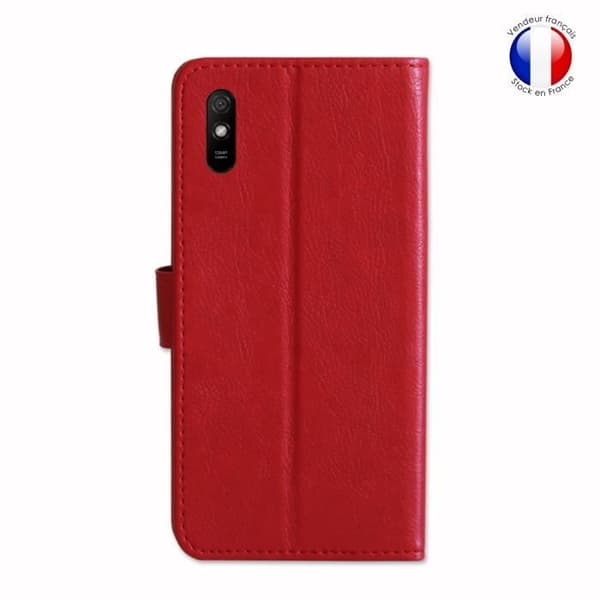 Plånboksfodral dedikerat till Xiaomi Redmi 9A med magnetisk flik, kortlagring och videostöd - Röd