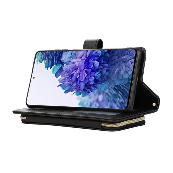 INF Vetoketjullinen Flip Phone Case -lompakkokotelo luottokorttipaikoilla Samsungille Samsung S21 Plus