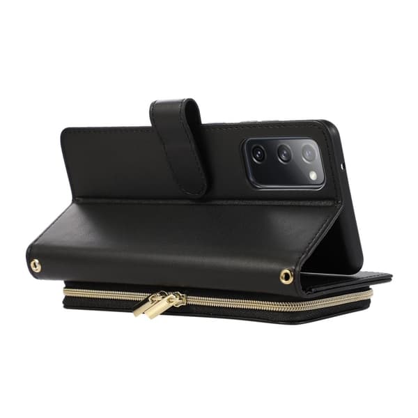 INF Vetoketjullinen Flip Phone Case -lompakkokotelo luottokorttipaikoilla Samsungille MustaSamsung S21 Plus