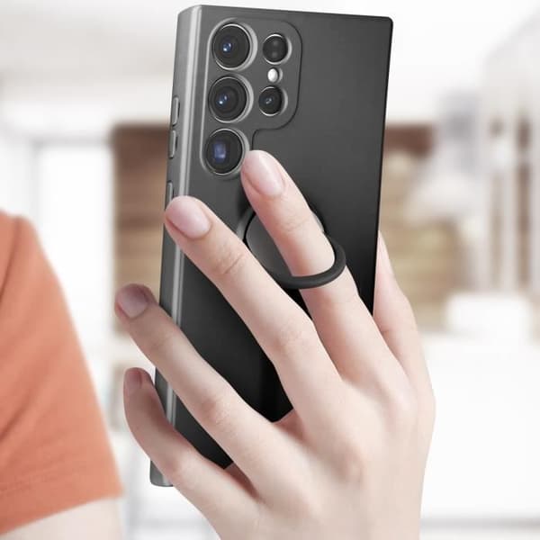 Fodral för Samsung Galaxy S23 Ultra Soft touch Flexibel med stödring svart