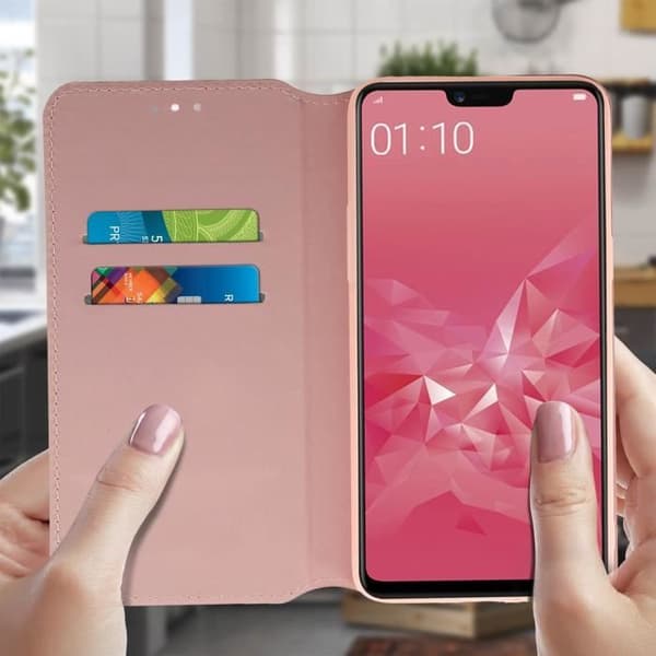 Housse - Oppo - A3 - Ekoklädsel - Kortfack - Stöd funktion - Rosa