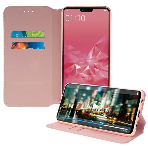 Housse - Oppo - A3 - Ekoklädsel - Kortfack - Stöd funktion - Rosa