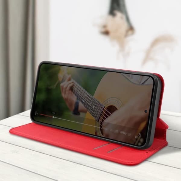 Fodral till Samsung Galaxy S7 - AVIZAR - Röd - Korthållare Video Support Magnetic Flip