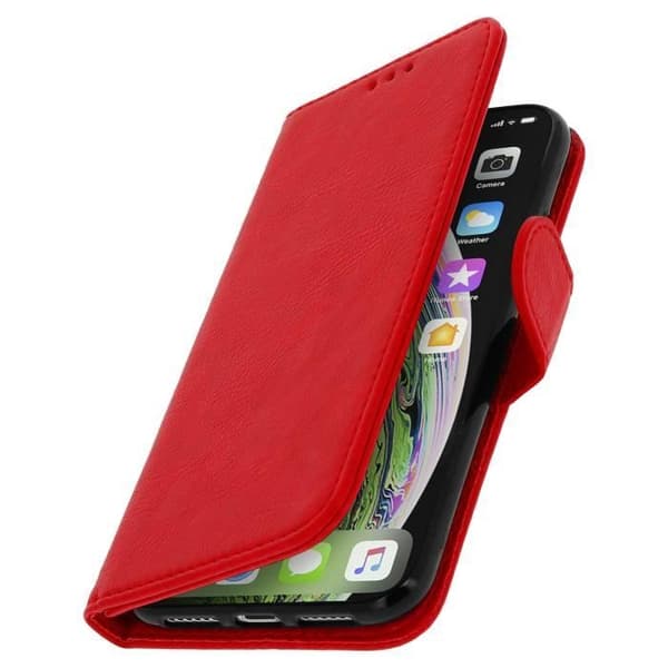 Skal - AVIZAR - iPhone XR - Röd - Flip-fodral - Videostöd - Korthållare