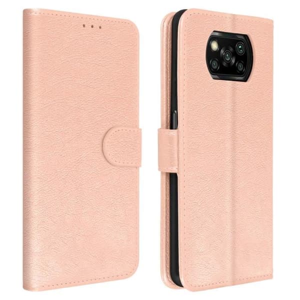 Xiaomi Poco X3 Fodral - AVIZAR - Heltäckande korthållare Stativfunktion - Champagnerosa