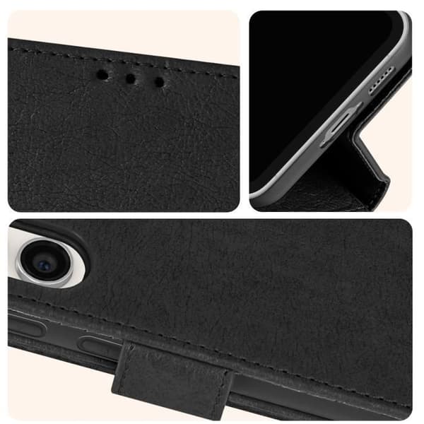 Fodral för Samsung Galaxy S23 FE Flip Wallet Funktion Video Support Svart