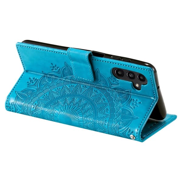 Samsung Galaxy S24 Fodral Mandala Läder Blå