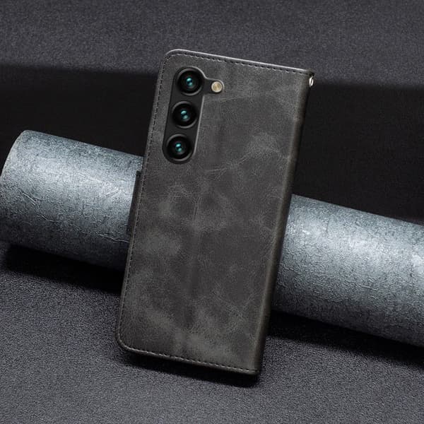 Galaxy S25 Plus / S24 Plus Fodral Solid Shark Läder Svart