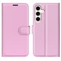 Miniatyrbild 1 av 6: Samsung Galaxy S24 Plus Fodral Litchi Textur Ljus Rosa