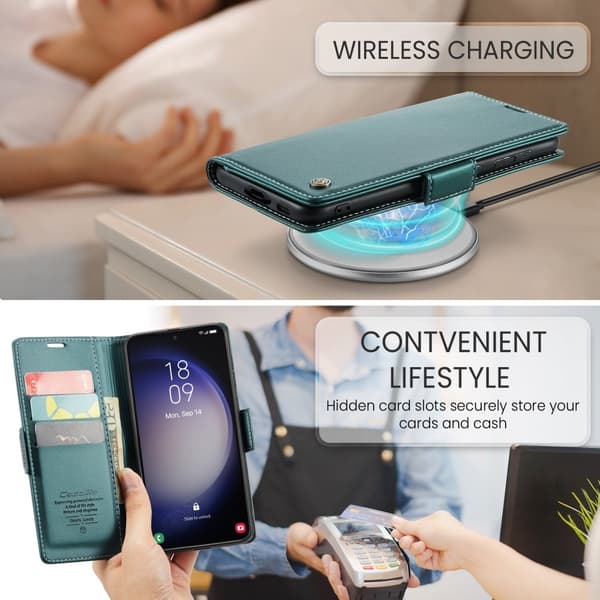 CASEME Galaxy S24 Fodral RFID Slim Läder Grön
