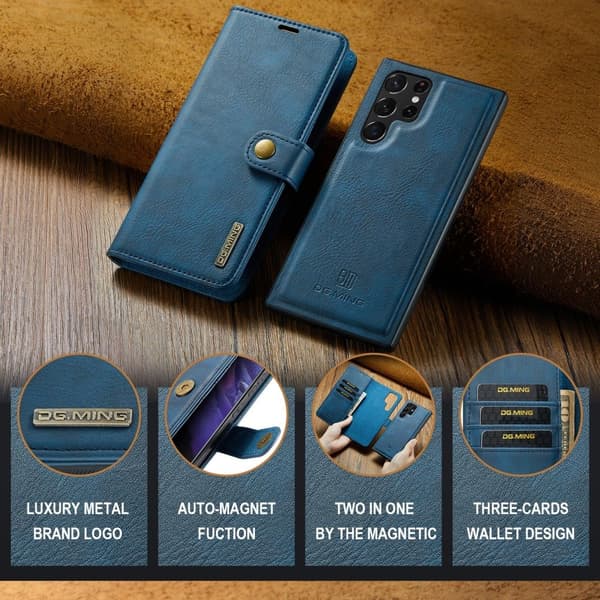 DG.MING Galaxy S24 Ultra 2in1 Magnet Fodral / Skal Blå