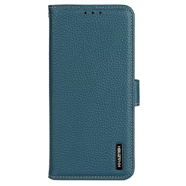 KHAZNEH Galaxy S24 Fodral Premium Litchi Äkta Läder Grön