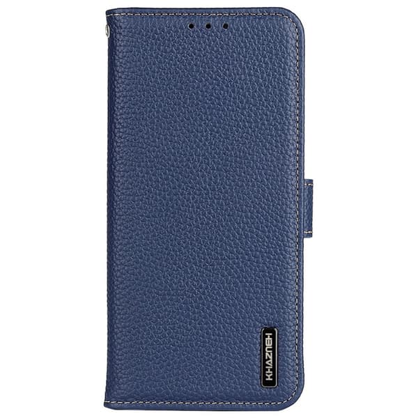 KHAZNEH Galaxy S24 Fodral Premium Litchi Äkta Läder Blå