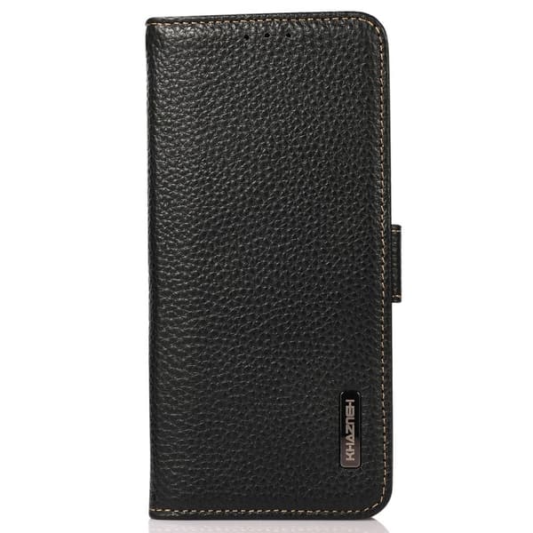 KHAZNEH Galaxy S25 Plus / S24 Plus Fodral RFID Äkta Läder Svart